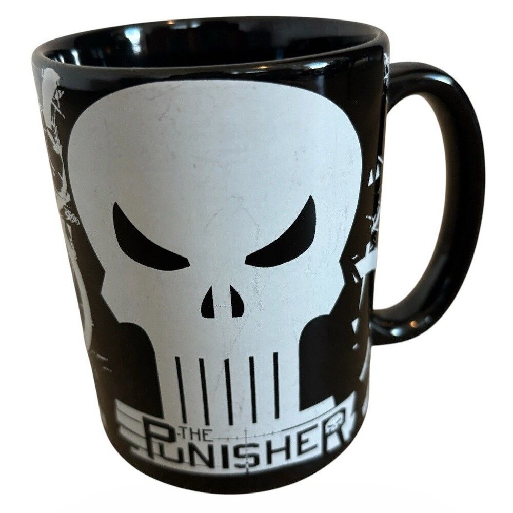 Zak Designs Marvel The Punisher Coffee Mug 2016 Skull Map Graphic Black Cup 15oz